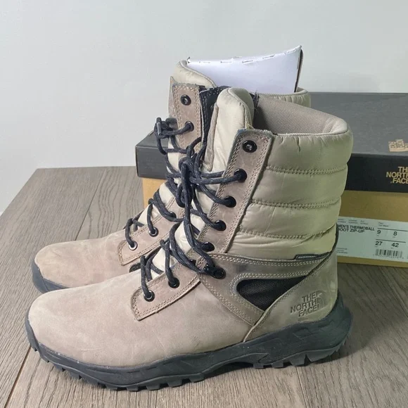 The North Face Men’s 9 Thermoball Zip Up Taupe Lace-Up Insulated Boots - Picture 7 of 14